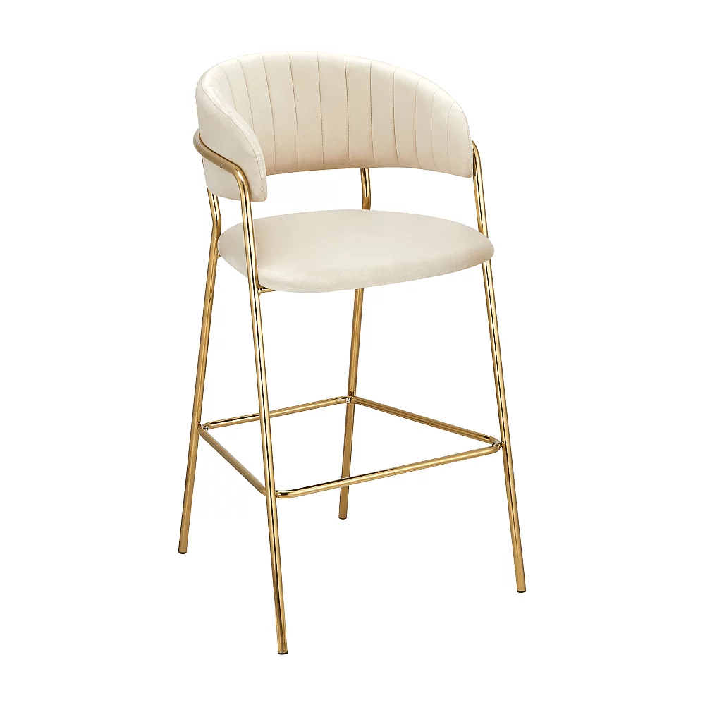Designová barová židle, béžová Velvet látka/gold chrom zlatý, DASMIN TYP 2