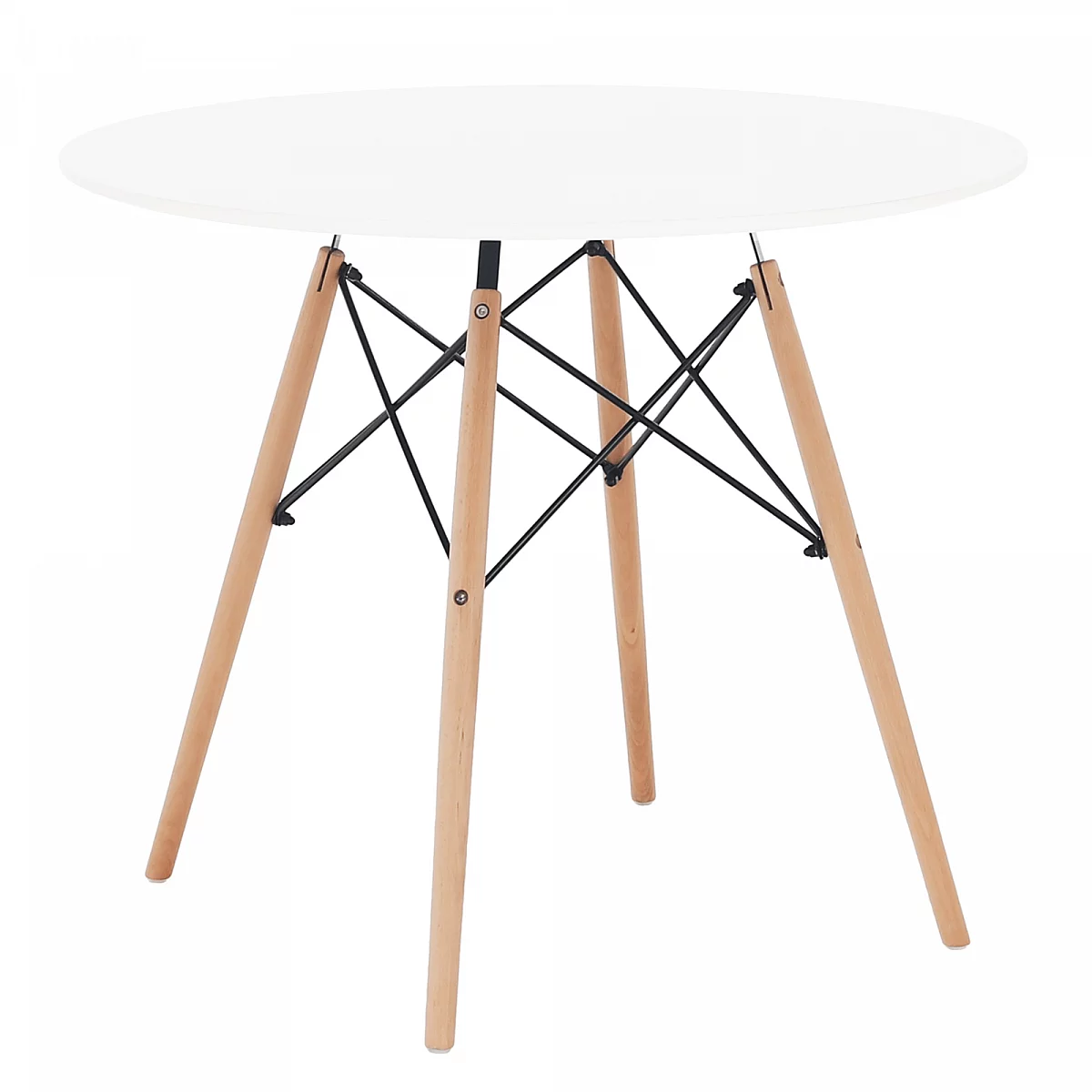 Jídelní stůl, bílá/buk, průměr 90 cm, GAMIN 2 NEW 90