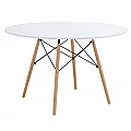 Jídelní stůl, bílá matná/buk, průměr 120 cm, DEMIN NEW