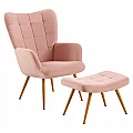 Křeslo s podnoží, růžová Velvet látka/dub, HABEN