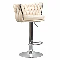 Designová barová židle, béžová Velvet látka/chrom, BRIN
