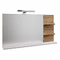 Zrcadlo s LED osvětlením, bílá/dub artisan, CUBO CUB04