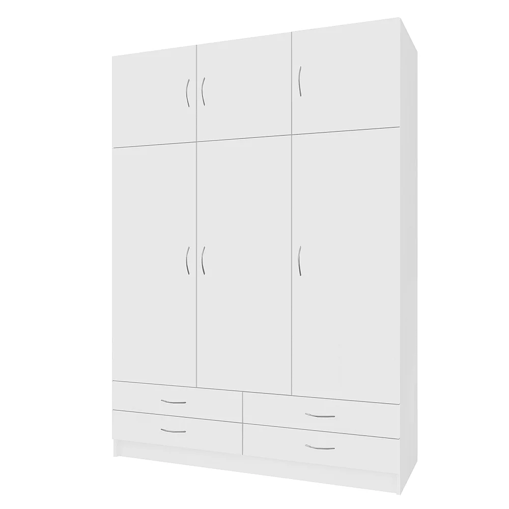 Šatní skříň, třídveřová, bílá, GERI NEW