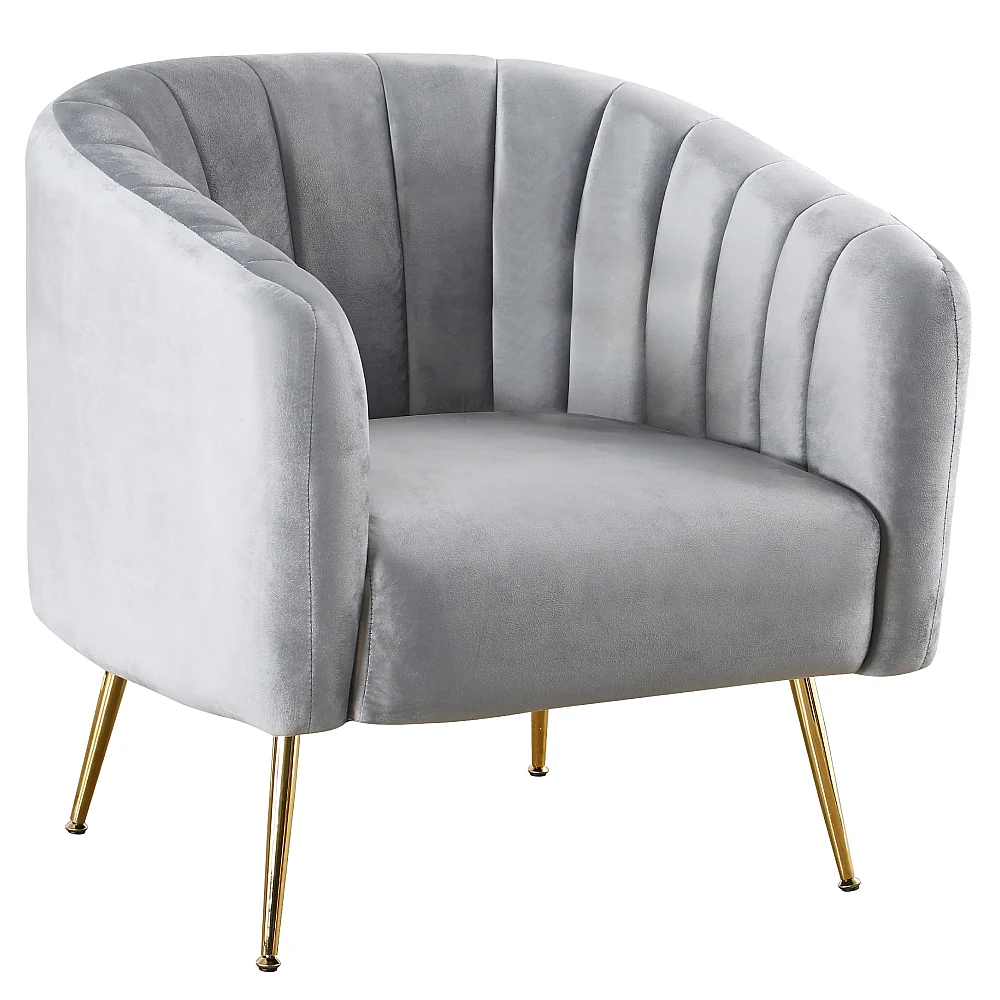 Designové křeslo, šedá Velvet látka/gold chrom-zlatý, BAGY