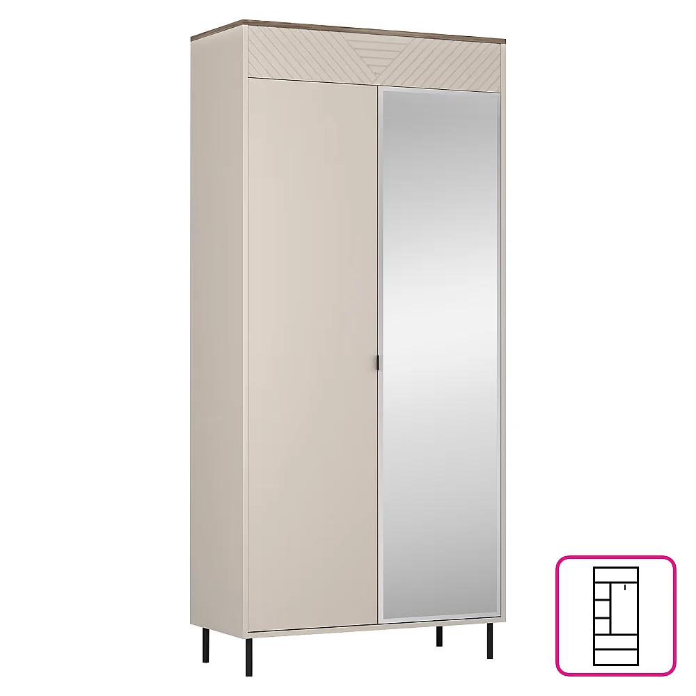 Skříň, kašmír/dub castello, EYCO 2D/40