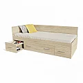 Postel RANGO (R) 90cm, s matrací, s roštem a s úložným prostorem, 16 mm lamino dub sonoma