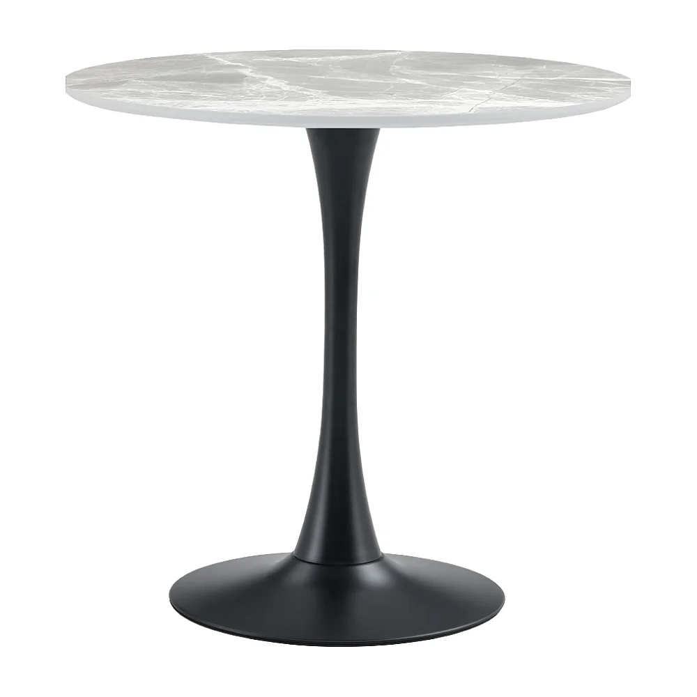 Jídelní stůl, šedý mramor/černá, průměr 90 cm, LORIAN TYP 1
