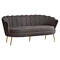 Luxusní pohovka, 3-sed, šedá Velvet látka/zlatá, Art-deco, NOBLEO TYP 2