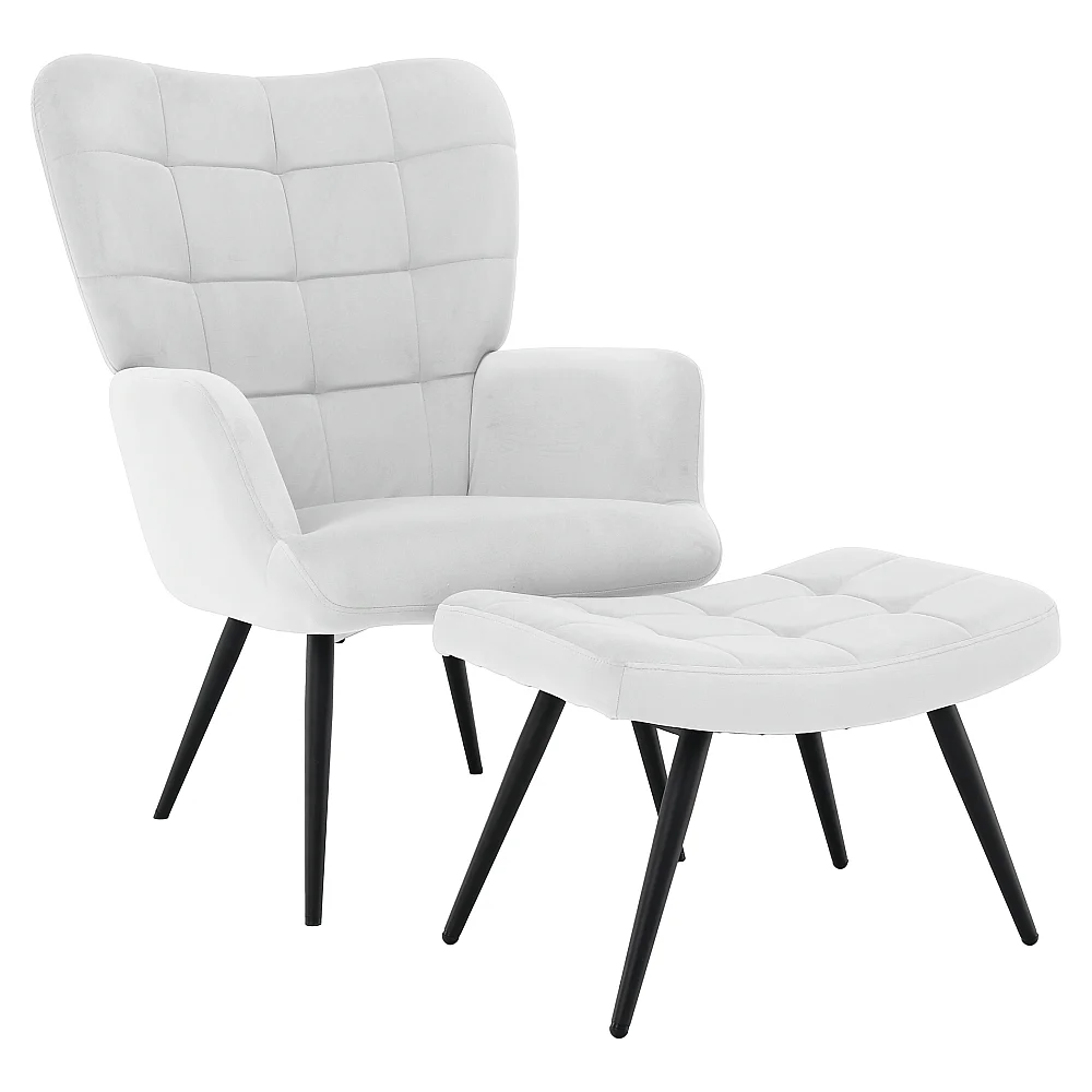 Křeslo s podnoží, světle šedá Velvet látka/černá, HABEN