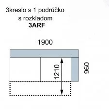 AVA FAMM: 3ARF - rozkládací trojsed s područkou PRAVÝ