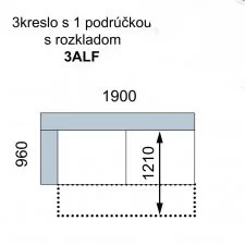 AVA FAMM: 3ALF - rozkládací trojsed s područkou LEVÝ