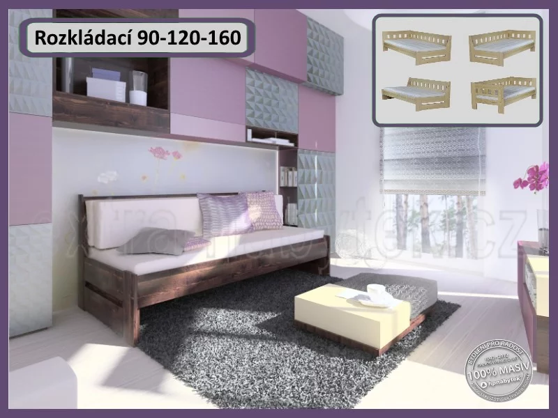ARLETA TWIN 121ST rozkládací lavice - smrk