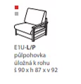 EVA E1U L/R křeslo půlpohovka s úl. prostorem k rohu v látce č. III