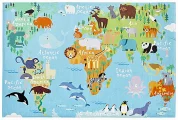 Dětský koberec Torino Kids 233 world map - 120 x 170 cm