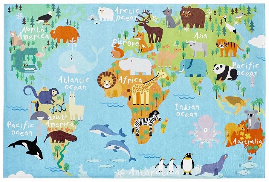 Dětský koberec Torino Kids 233 world map - 120 x 170 cm