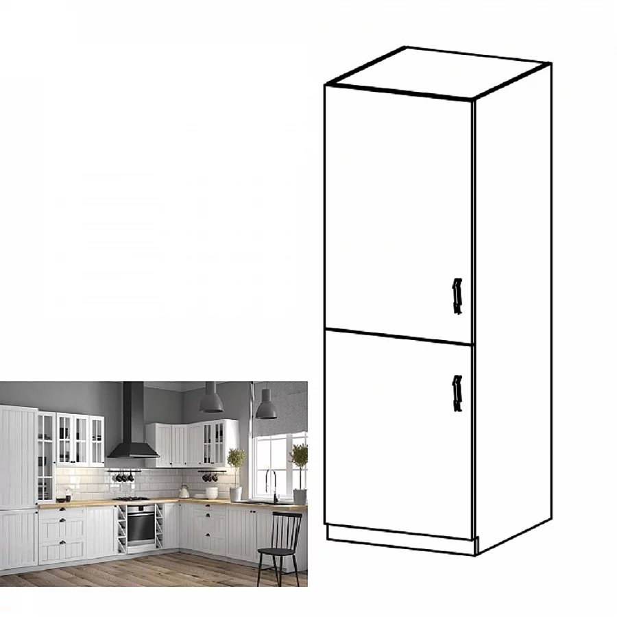 Skříňka na vestavěnou lednici D60ZL, levá, bílá / sosna Andersen, PROVANCE