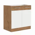 Dřezová skříňka, bílá extra vysoký lesk HG / dub lancelot, VEGA 80 ZL 2F BB