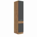 Vysoká skříňka, šedá matná / dub lancelot, VEGA 40 DK-210 2F