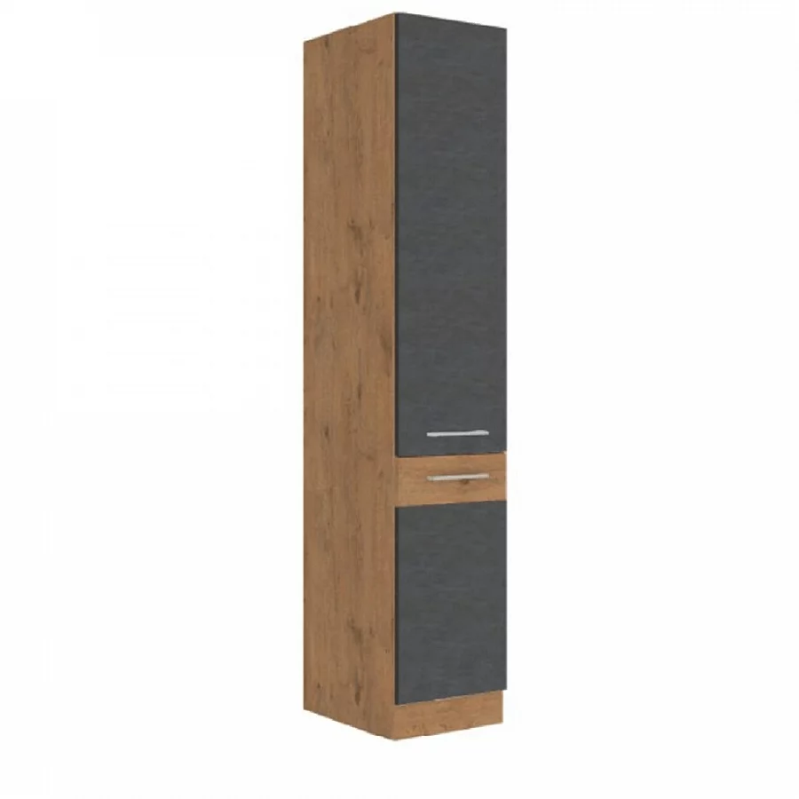Vysoká skříňka, šedá matná / dub lancelot, VEGA 40 DK-210 2F