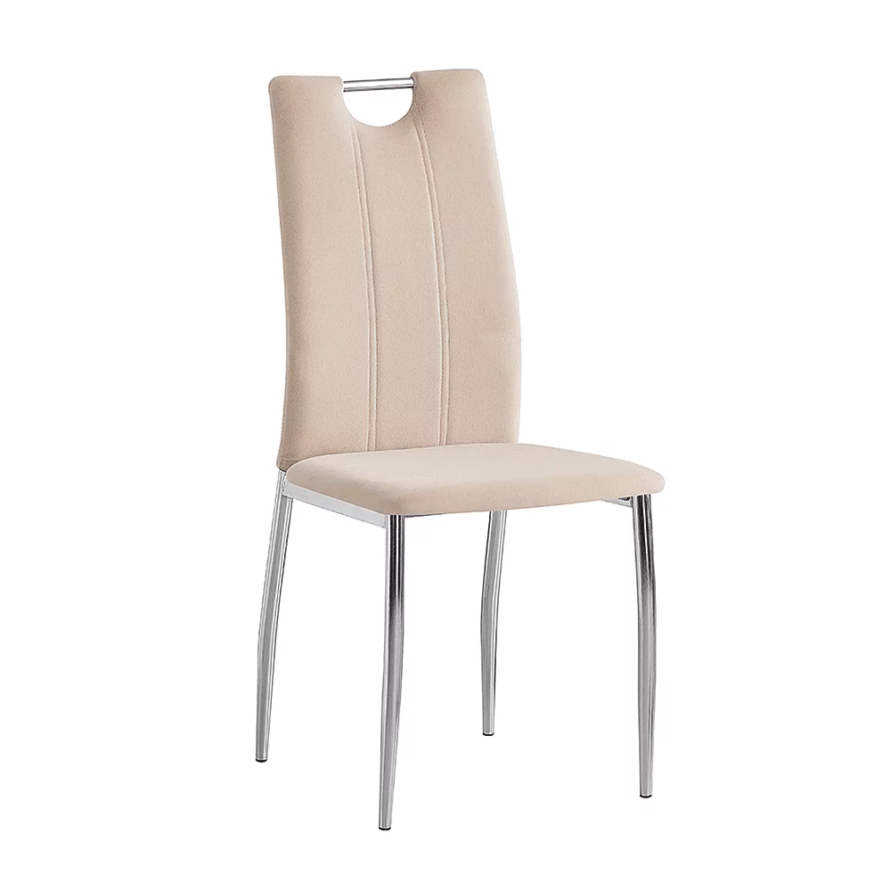 Jídelní židle, béžová Dulux Velvet látka / chrom, OLIVA NEW