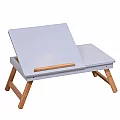 Příruční stolek na notebook / držák na tablet, bílá / přírodní bambus, MELTEN