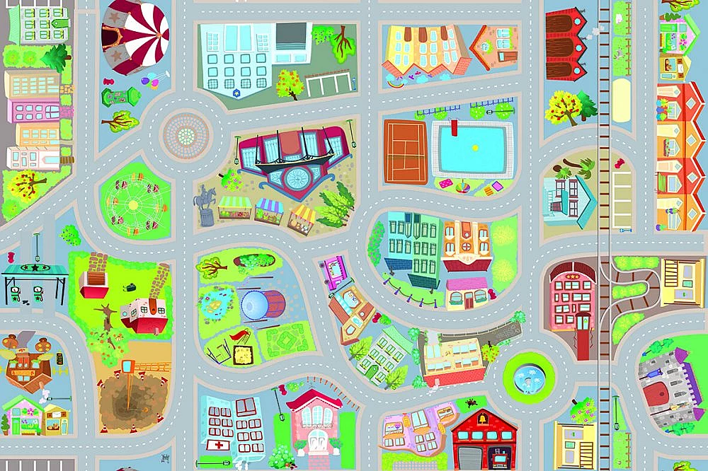 Vinylový koberec V-Mat dětská podložka City Roll over - V-Mat dětská podložka City Roll over