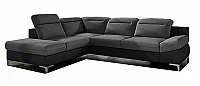 Sedací souprava TIM "L" (W) (AKCE) Jasmine 100 korpus černý / Evolution 19 šedý