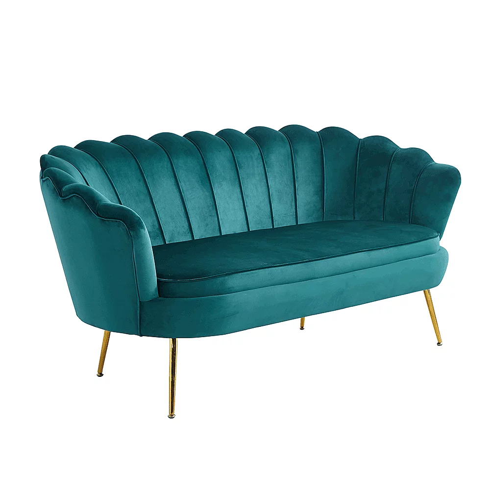 Luxusní pohovka, 2,5-sed, smaragdová Velvet / zlatá, styl Art-deco, NOBLIN