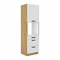 Vysoká skříňka na vestavnou troubu, bílá/dub artisan, LULA 60 DPS-210 3S 1F