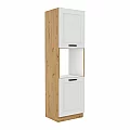 Vysoká skříňka na vestavnou troubu, bílá/dub artisan, LULA 60 DP-210 2F