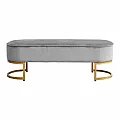 Designová lavice, šedá Velvet látka/gold chrom-zlatý, MIRILA NEW