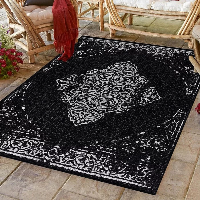 Kusový venkovní koberec Sunny 4416 black - 80 x 250 cm