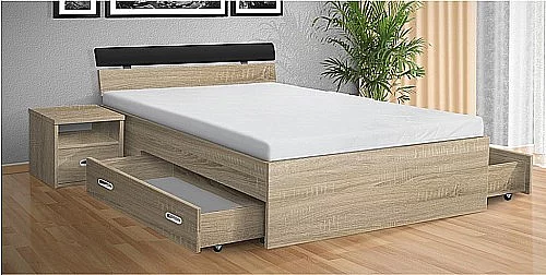 Postel MARI 120cm vč. roštu a ÚP dub sonoma